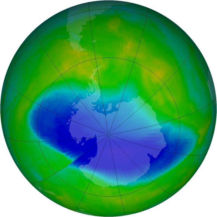 Antarctic ozone map for 27 November 2001